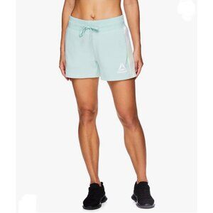 Reebok 3.5" Inseam Running Color Block French Terry Shorts Pockets Green Large